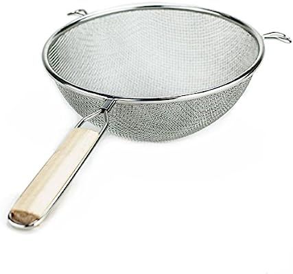 Huji Stainless Steel Fine 8" Double Mesh Strainer Colander Sieve Sifter with Wooden Handle for Ki... | Amazon (US)