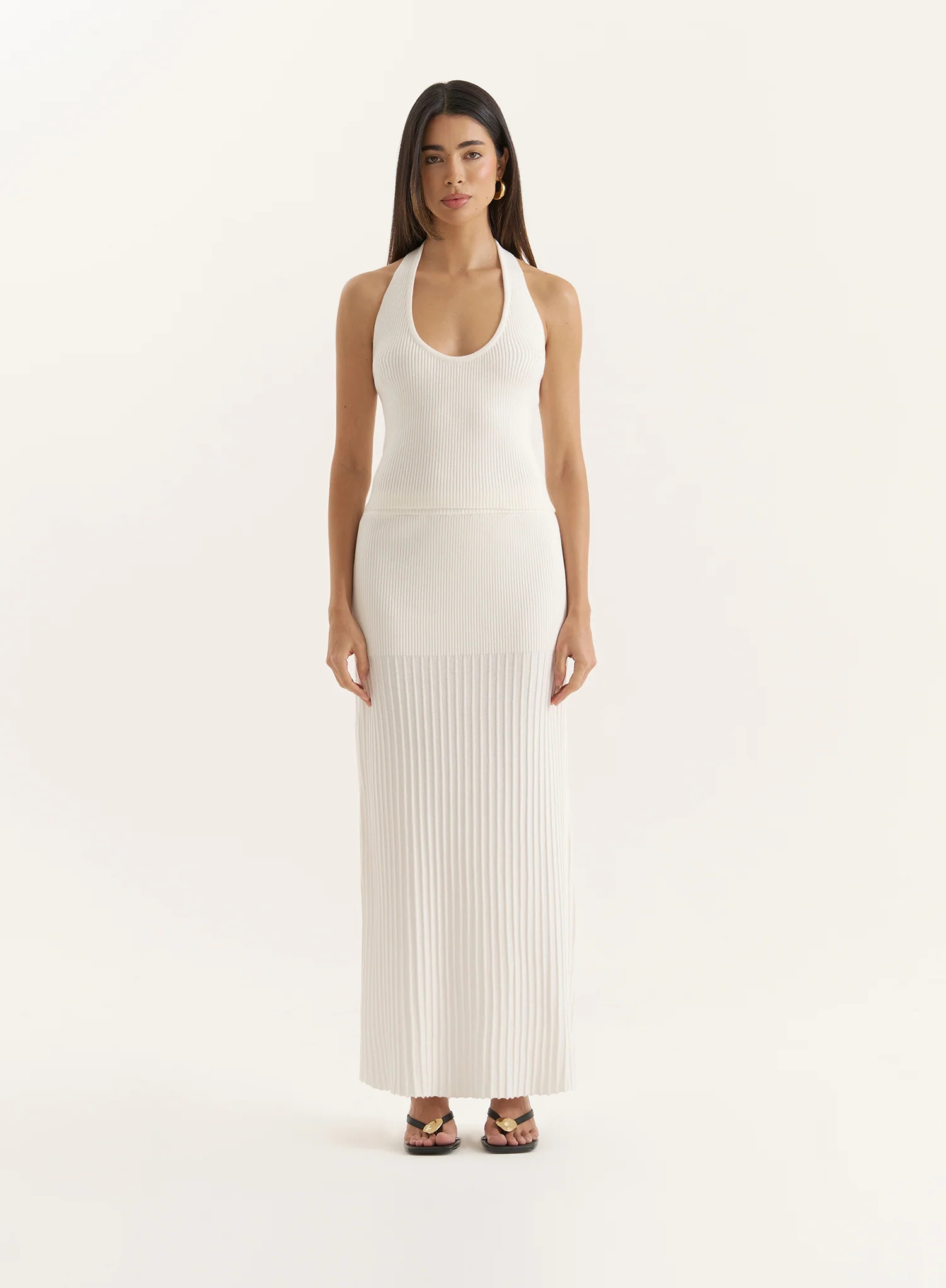White Knitted Drop Waist Skirt- Ivey | 4th & Reckless