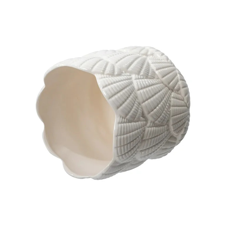 Mainstays 8.3" x 8.3" x 8.1" Round Vanilla Dream Ceramic Seashell Planter | Walmart (US)