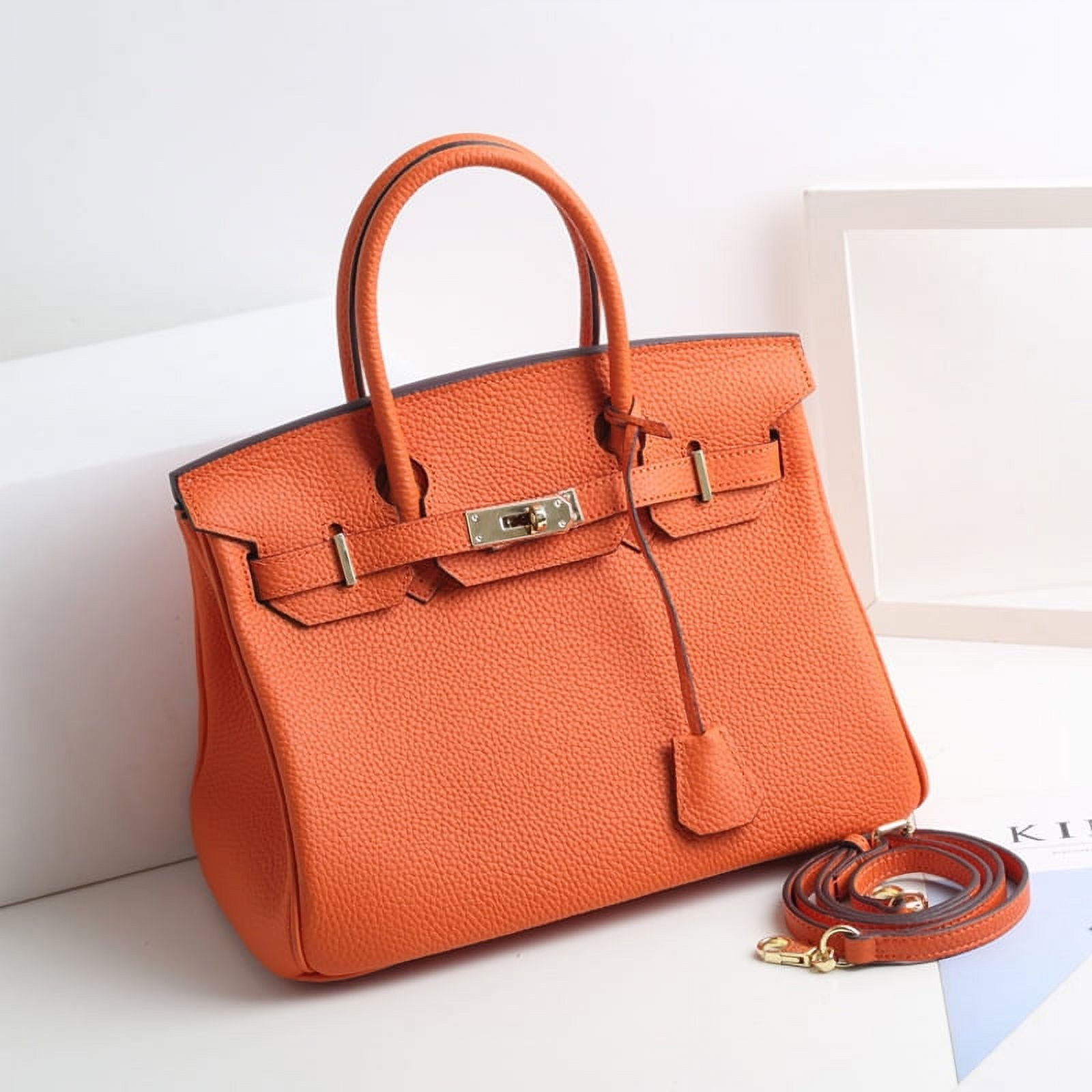 KAMUGO Genuine Leather Handbags Purse for Women , Tote Shoulder Bag 25# Orange | Walmart (US)