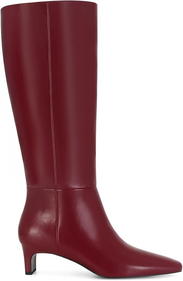 DOEYG Women Suede Knee High Boots Wide Calf Kitten Heel Boots Pointed Toe Stiletto High Heel Tall... | Amazon (US)