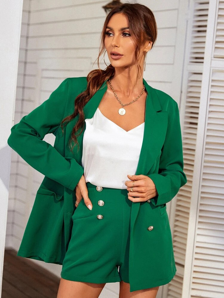 Double Breasted Blazer & Shorts | SHEIN