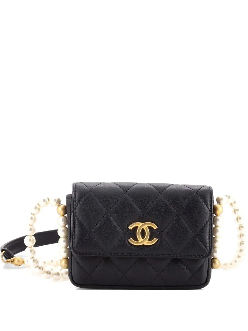 CHANEL Pre-OwnedAbout Pearls Flap Card Holder with Chain Quilted Calfskin crossbody bag | Farfetch Global