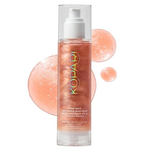 Kopari Sun Shield Body Glow, Broad Spectrum SPF 45, Lightweight Shimmering Gel Texture Absorbs Quickly, Non Sticky, Glowing Results, Rose Gold 5 oz | Amazon (US)