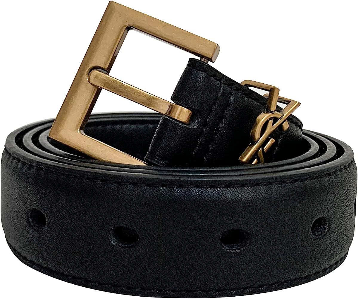 Fashion Womens Leather Belts 1 Inch Wideth Classic Retro Ladies Black Skinny Waist Belt for Jeans... | Amazon (US)