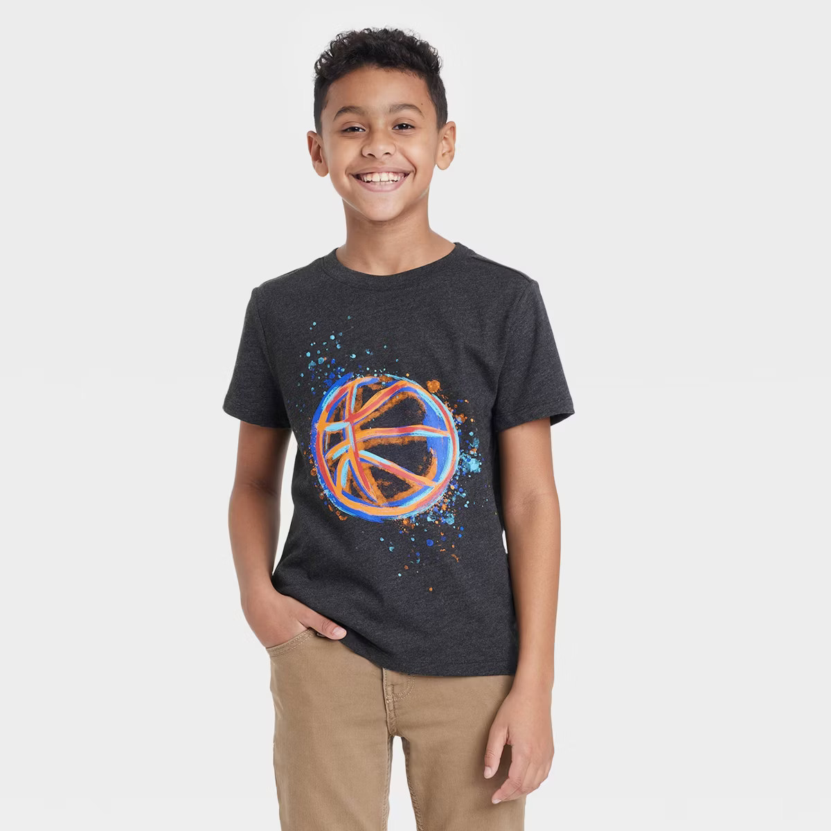 Boys' Short Sleeve Graffiti Basketball Graphic T-Shirt - Cat & Jack™ Black | Target