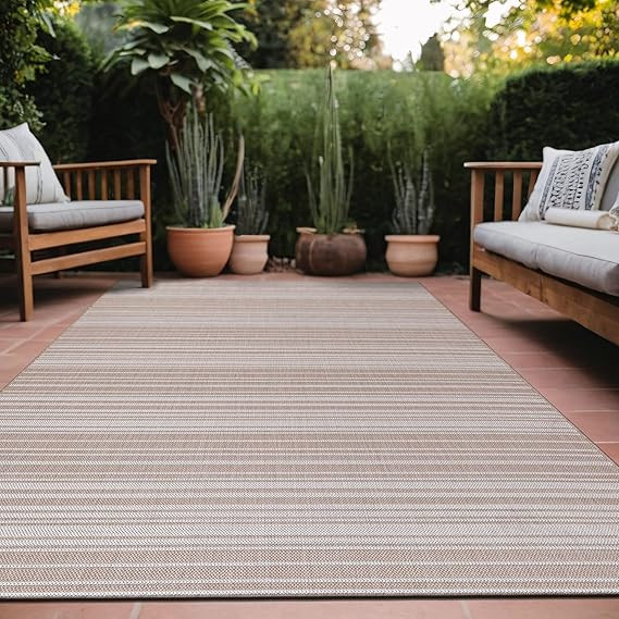 Stripe Outdoor Rug 5x7 Washable Outside Carpet for Indoor Patio Porch Waterproof Easy Cleaning No... | Amazon (US)
