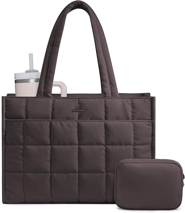 LOVEVOOK Tote Bag for Women, Puffer Work Handbag 15.6 Inch Laptop Purse for Nurse Teacher, Large ... | Amazon (US)