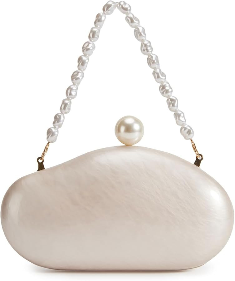 Ladies' Acrylic Shell-shaped Handbag Chic Evening Clutch Bag Paired With A Baroque Irregular Pear... | Amazon (US)