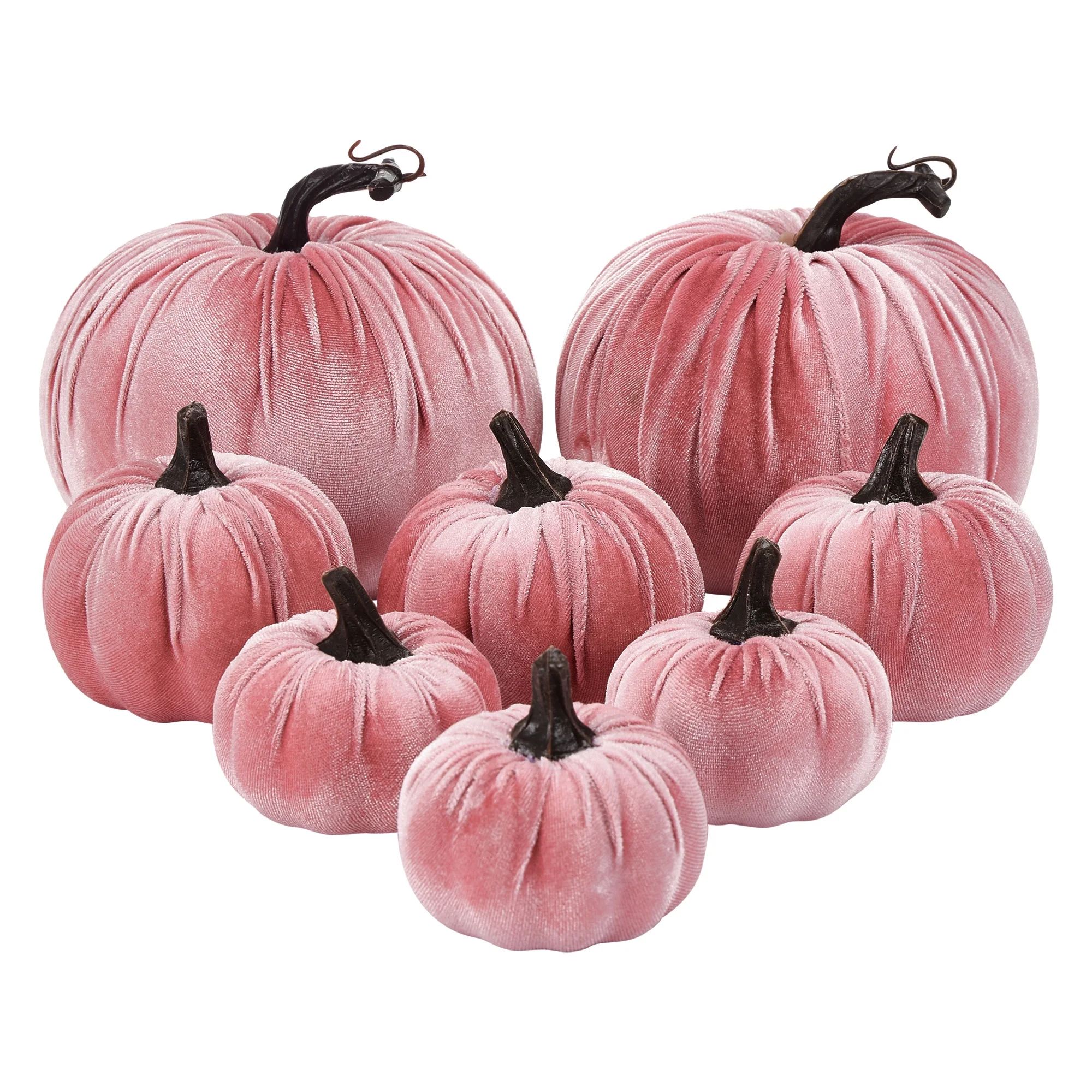 8pcs Artificial Velvet Stacked Pumpkin Tower Halloween Thanksgiving Decoration Fake Pumpkins Stac... | Walmart (US)