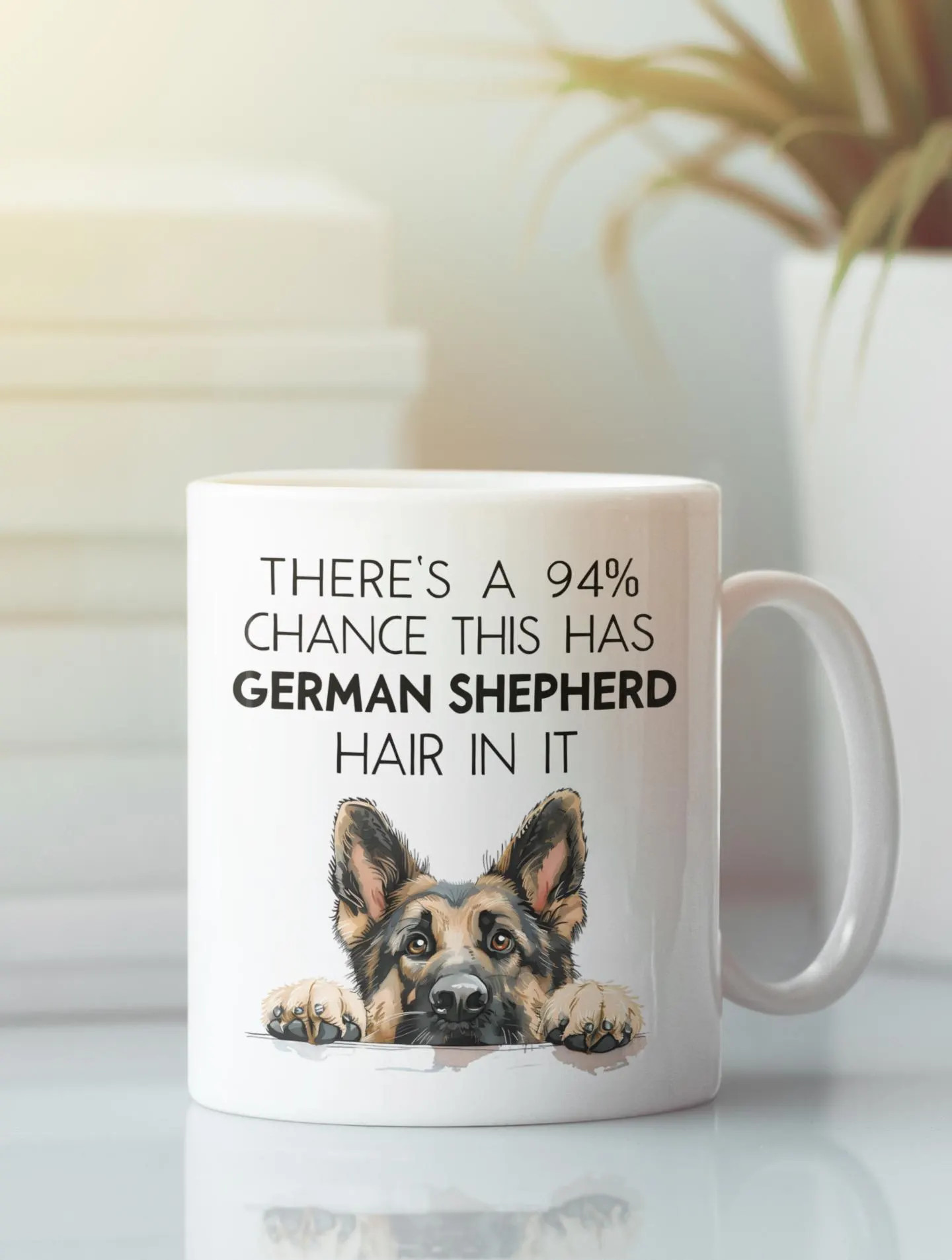 Funny German Shepherd Mug, There's 94 Percent Chance This Has Hair In It, Dog Owner Gift, Pet Lover Humor, GSD Coffee Cup, Cute Peeking Dog | Etsy (Global)