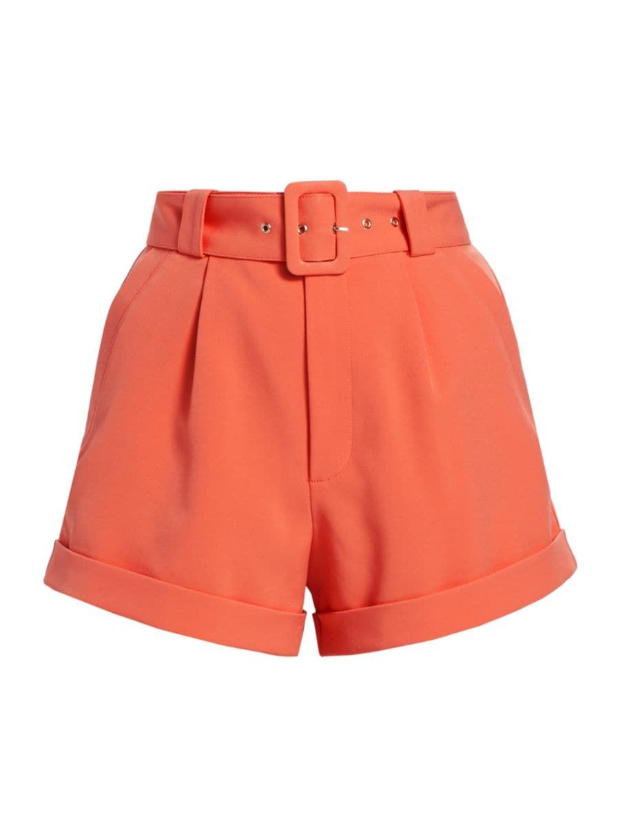 Belen Belted Pleated Crepe Shorts | Saks Fifth Avenue