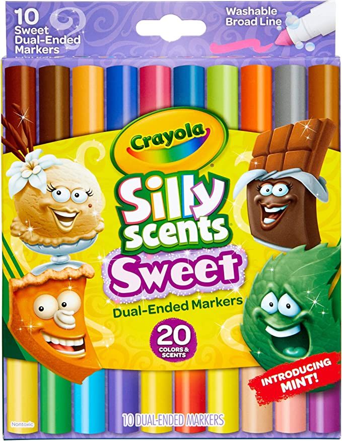 Crayola Silly Scents Dual Ended Markers, Sweet Scented Markers, 10 Count, Gift for Kids, Age 3, 4... | Amazon (US)