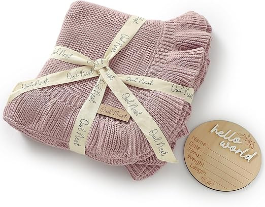 Baby Blanket - 100% Cotton Knit Blanket - Receiving Swaddle Blanket - Cotton Warm Cozy Unisex Cud... | Amazon (US)