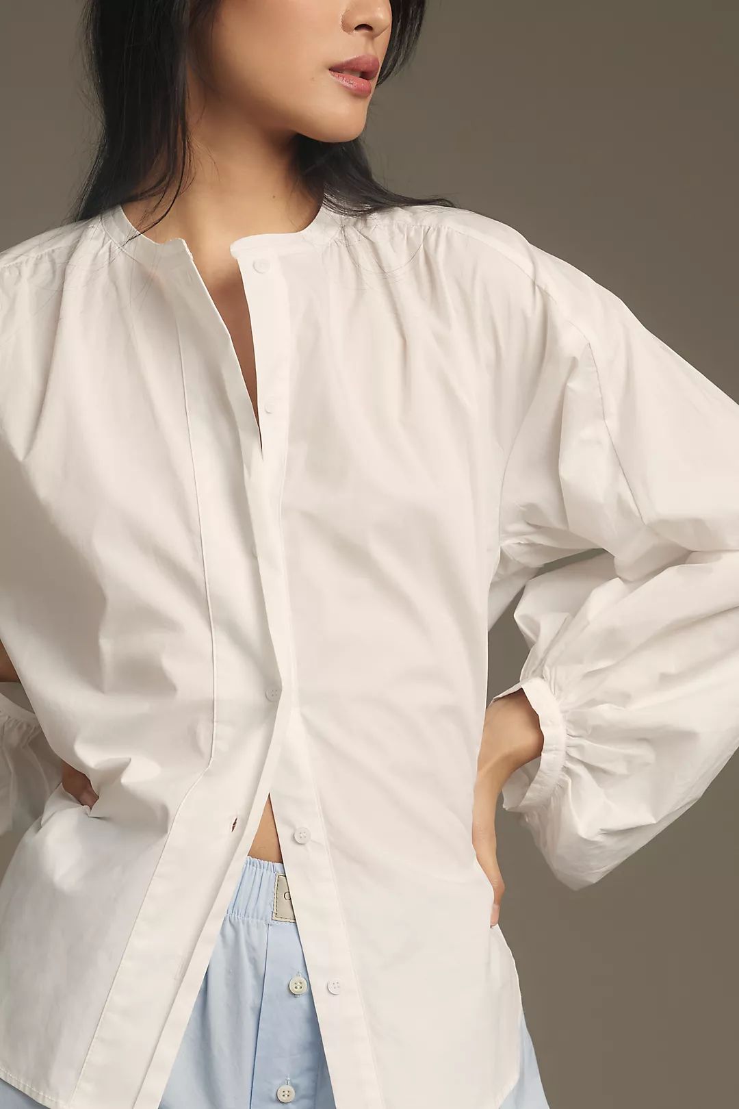 English Factory Puff-Sleeve Buttondown | Anthropologie (US)