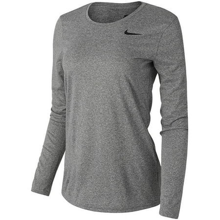 Nike Women s Long Sleeve Legend Shirt Grey Size X-Large | Walmart (US)