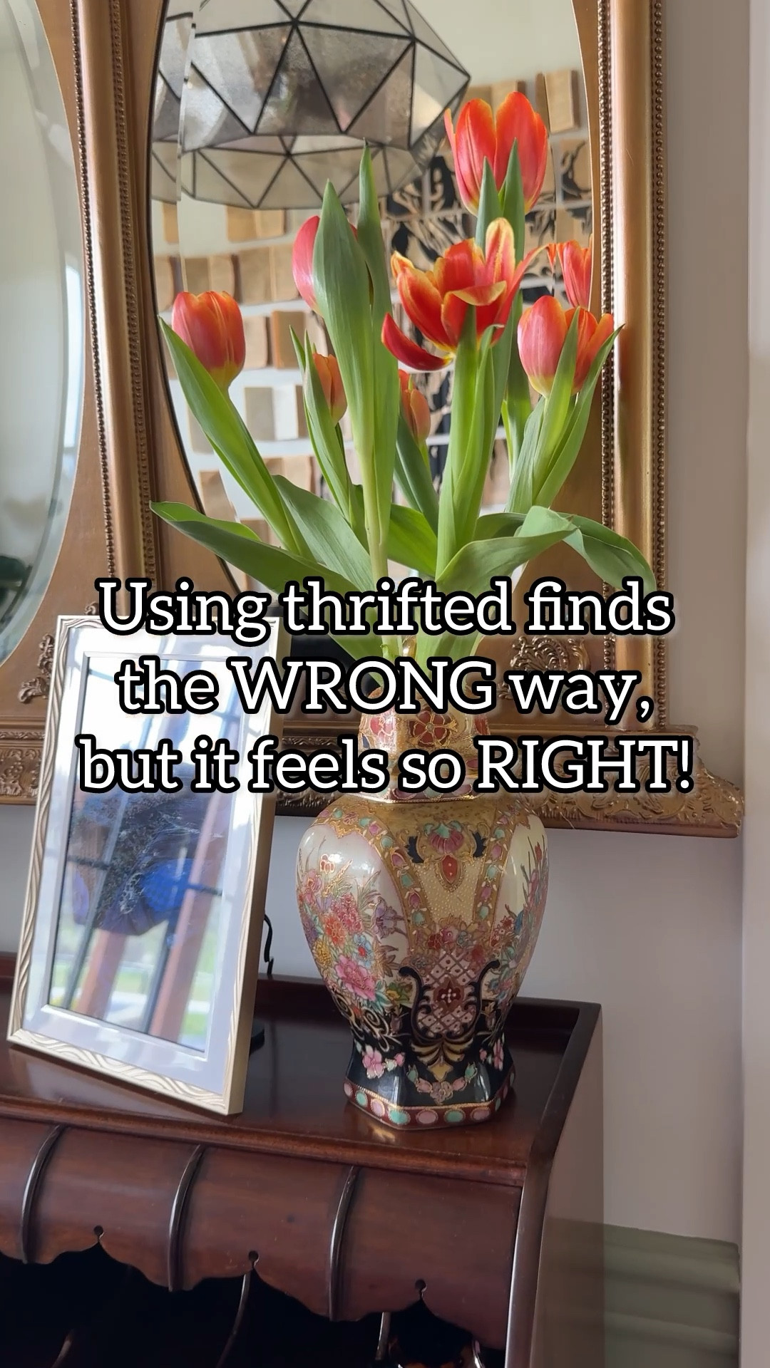 I turned this thrifted ginger jar into a beautiful flower frog that I use almost all year long! Which look is your fave - cattails or tulips?! 🌷
.
.
.
#vintagehome #thriftedhome #thrifting #thriftshopping #vintagedecor 

#LTKSeasonal #LTKHome #LTKdayinmylife