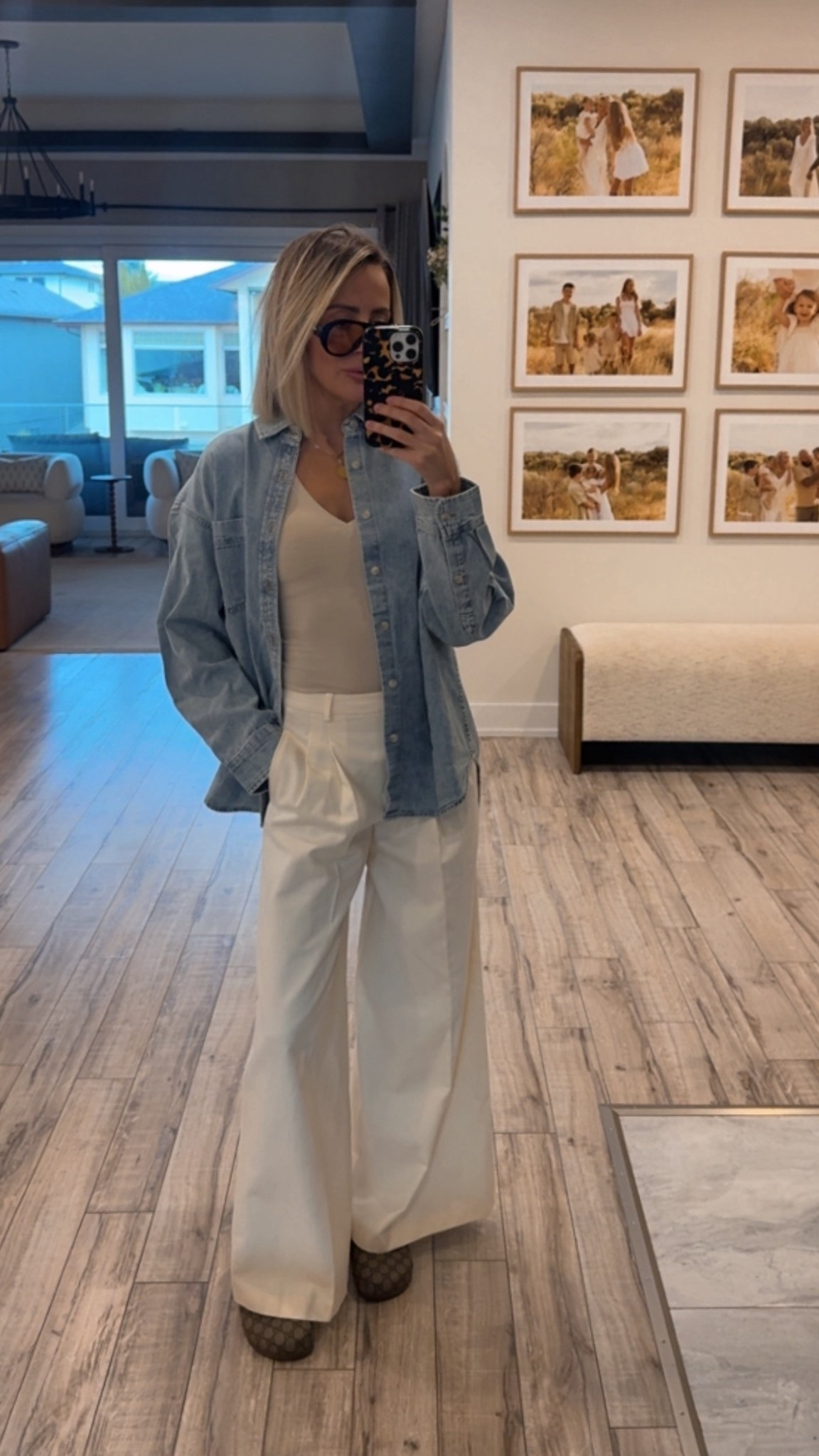 V neck shirt - S
Denim shirt - S
Pants - XS
