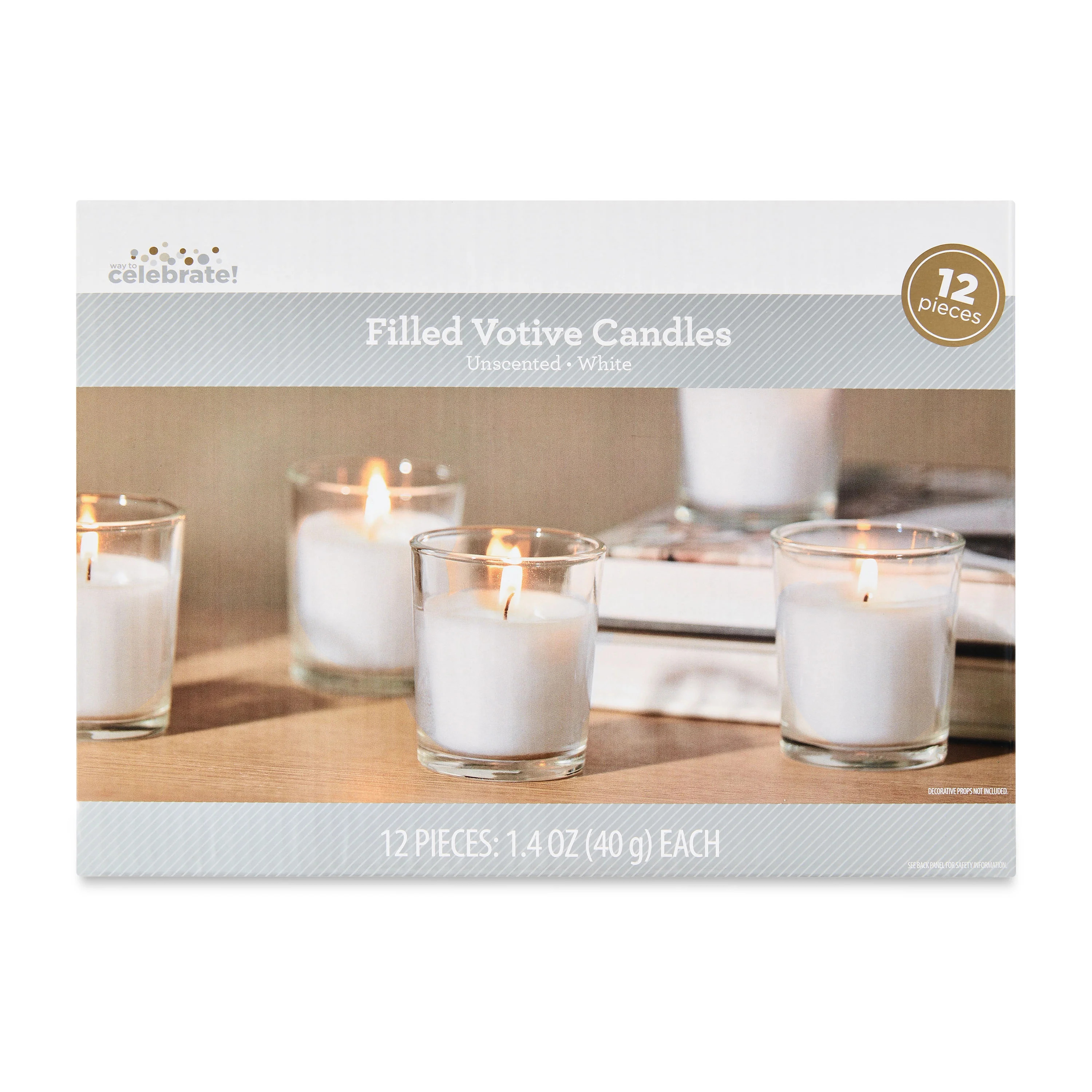 Filled Votive Candles, White, Unscented, 12 Count, by Way To Celebrate | Walmart (US)