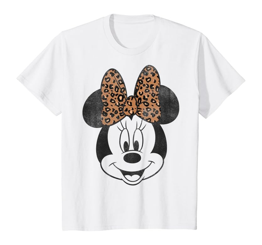 Disney Mickey And Friends Minnie Mouse Leopard Bow Portrait T-Shirt | Amazon (US)