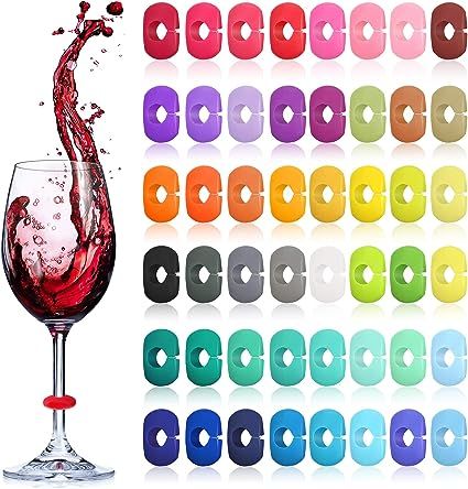 48 Pieces Wine Glass Charms Markers Silicone Drink Markers for Wine Glass Champagne Flutes Cockta... | Amazon (US)