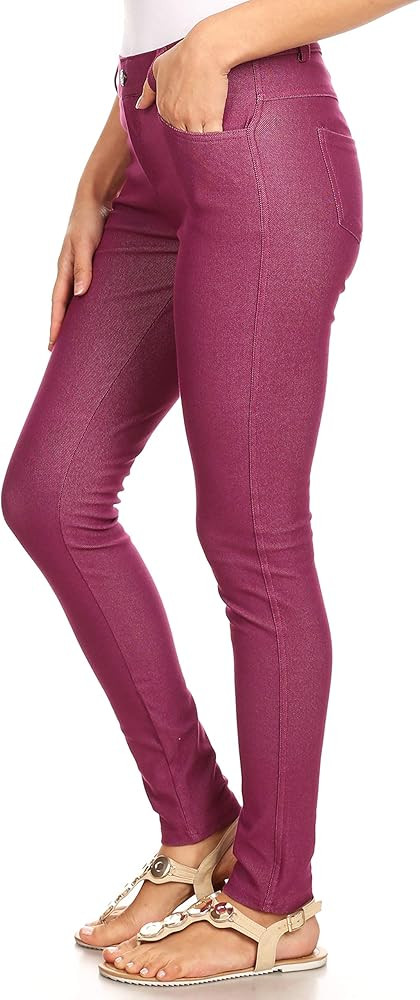 YELETE Women's Basic Five Pocket Stretch Jegging Tights Pants | Amazon (US)
