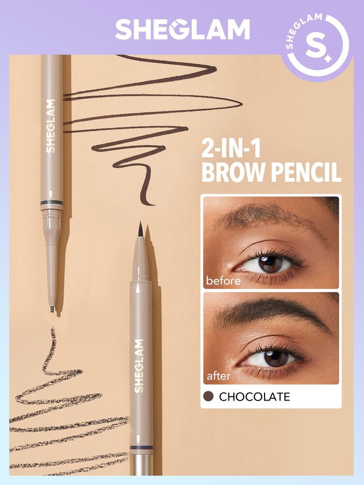 SHEGLAM Brows On Demand 2-in-1 Brow Pencil - Chocolate | SHEIN