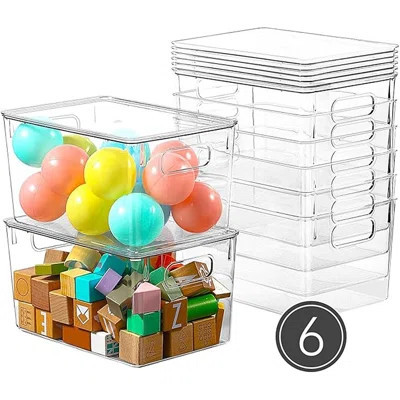 6 Pack Clear Storage Bins With Lids, 7 Quart Stackable Storage Boxes For Storage And Organization, Plastic Storage Containers With Lids, Plastic Bins | Wayfair North America
