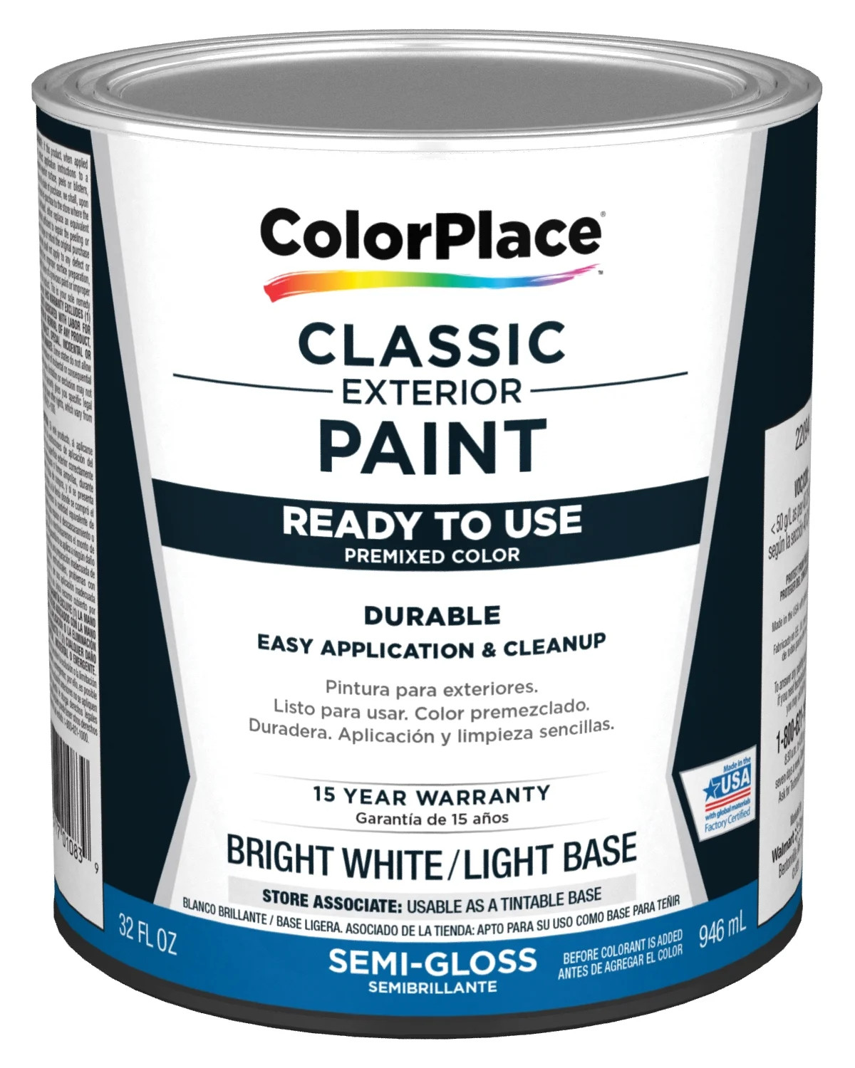 ColorPlace Exterior Semi-Gloss Paint, Light Base, 1 Quart - Walmart.com | Walmart (US)