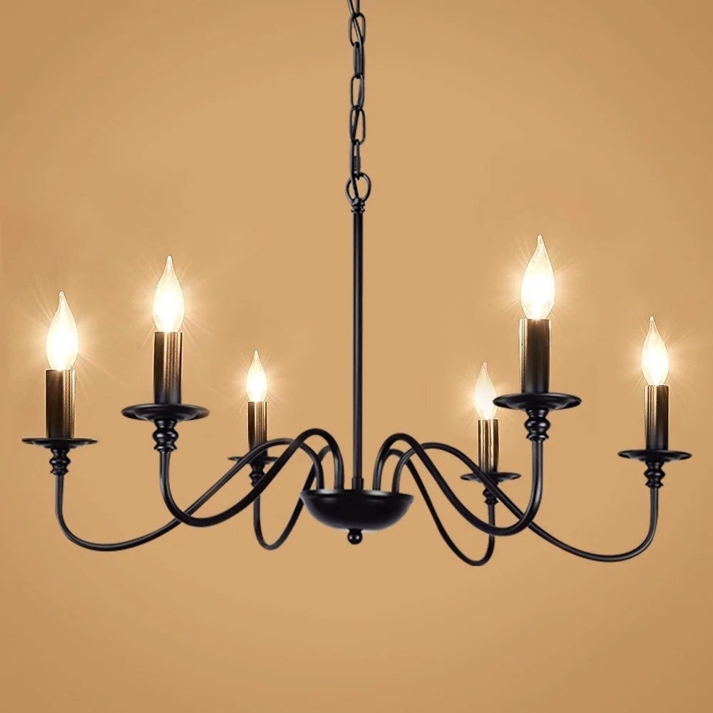 DingLiLighting 6-Light Farmhouse Chandelier, Industrial Iron Chandelier Lighting, Classic Candle ... | Walmart (US)