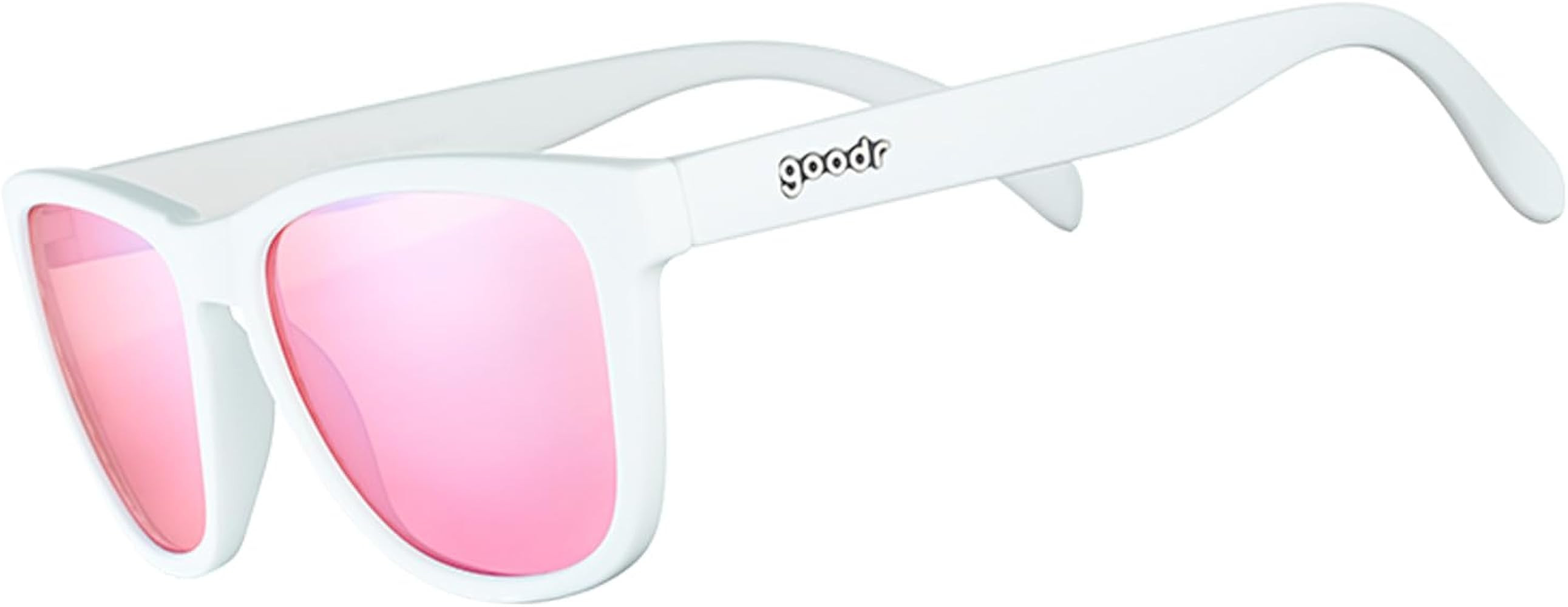 goodr Au Revoir, Gopher Polarized Sunglasses, Medium Sized (OG), White Solid Frame with Rose High... | Amazon (US)
