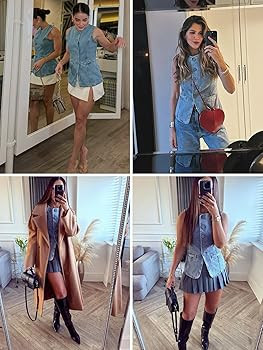Tankaneo Womens Button Down Denim Vest Tops Sleeveless Fitted Jean Tank Tops Summer Trendy Casual... | Amazon (US)