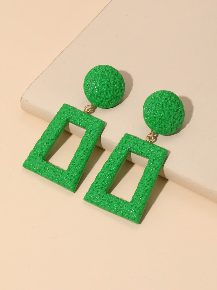 Flower Detail Rectangle Drop Earrings | SHEIN