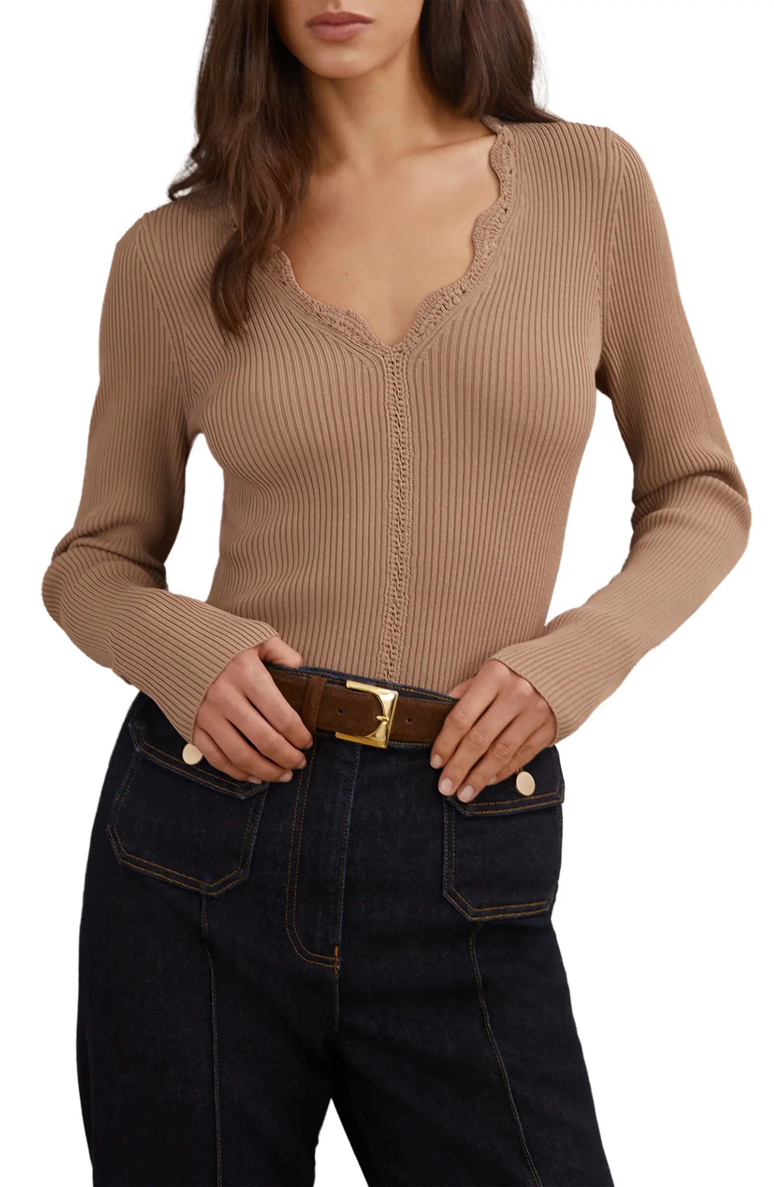 Lara Lace Detail Rib Sweater | Nordstrom