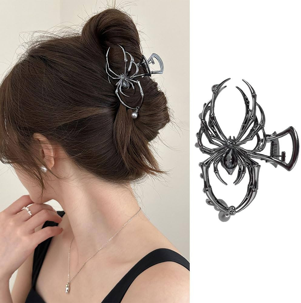 1 Pack Black Spider Hair Claw Clips Halloween Hair Clips for Women Strong Hold Metal Hair Jaw Cli... | Amazon (US)