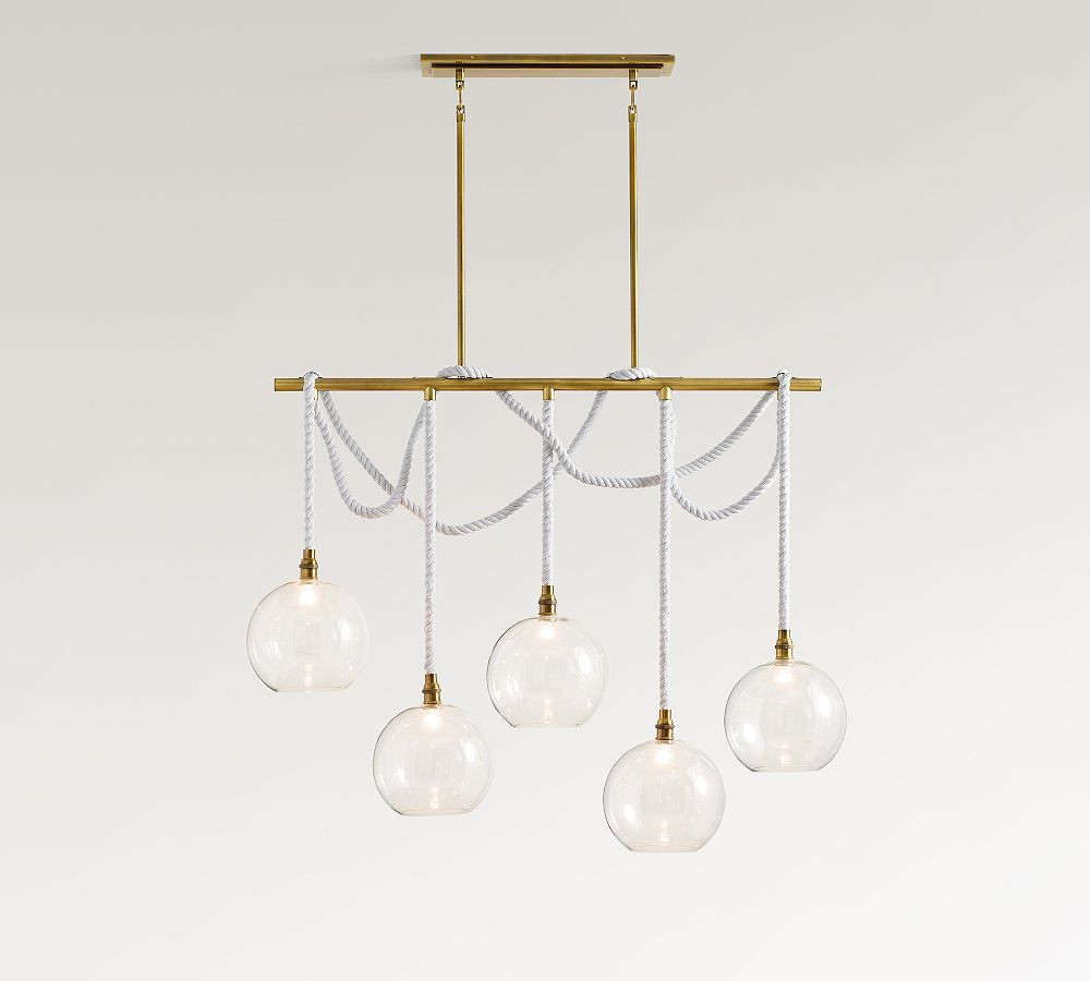 Marina Swing Rope Linear 5-Globe Chandelier (57") | Pottery Barn (US)