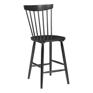 Pemberly Row Contemporary Counter Wood Stool in Black | Homesquare