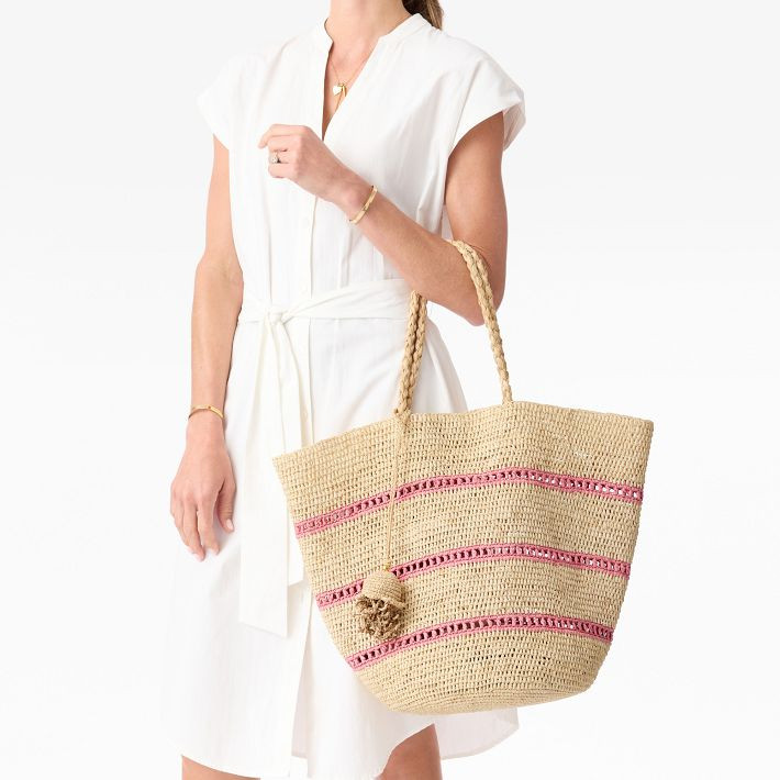 Coronado Handwoven Raffia Stripe Tote | Mark and Graham