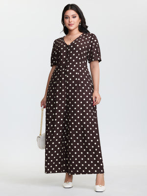 Retro Polka Dots Button Jumpsuit | Bloomchic