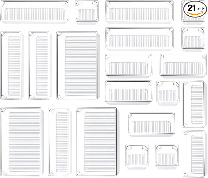 Kootek 21 Pcs Desk Drawer Organizer Set 4-Size Bathroom Drawer Tray Dividers Versatile Storage Bi... | Amazon (US)