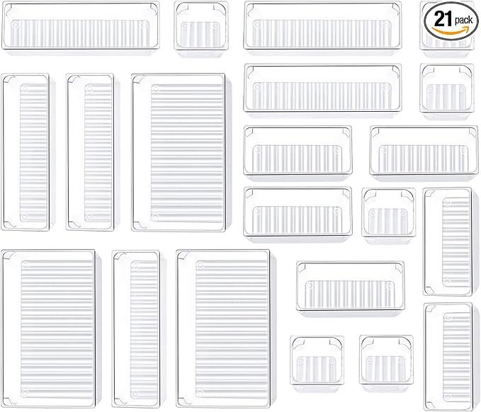 Kootek 21 Pcs Desk Drawer Organizer Set 4-Size Bathroom Drawer Tray Dividers Versatile Storage Bi... | Amazon (US)