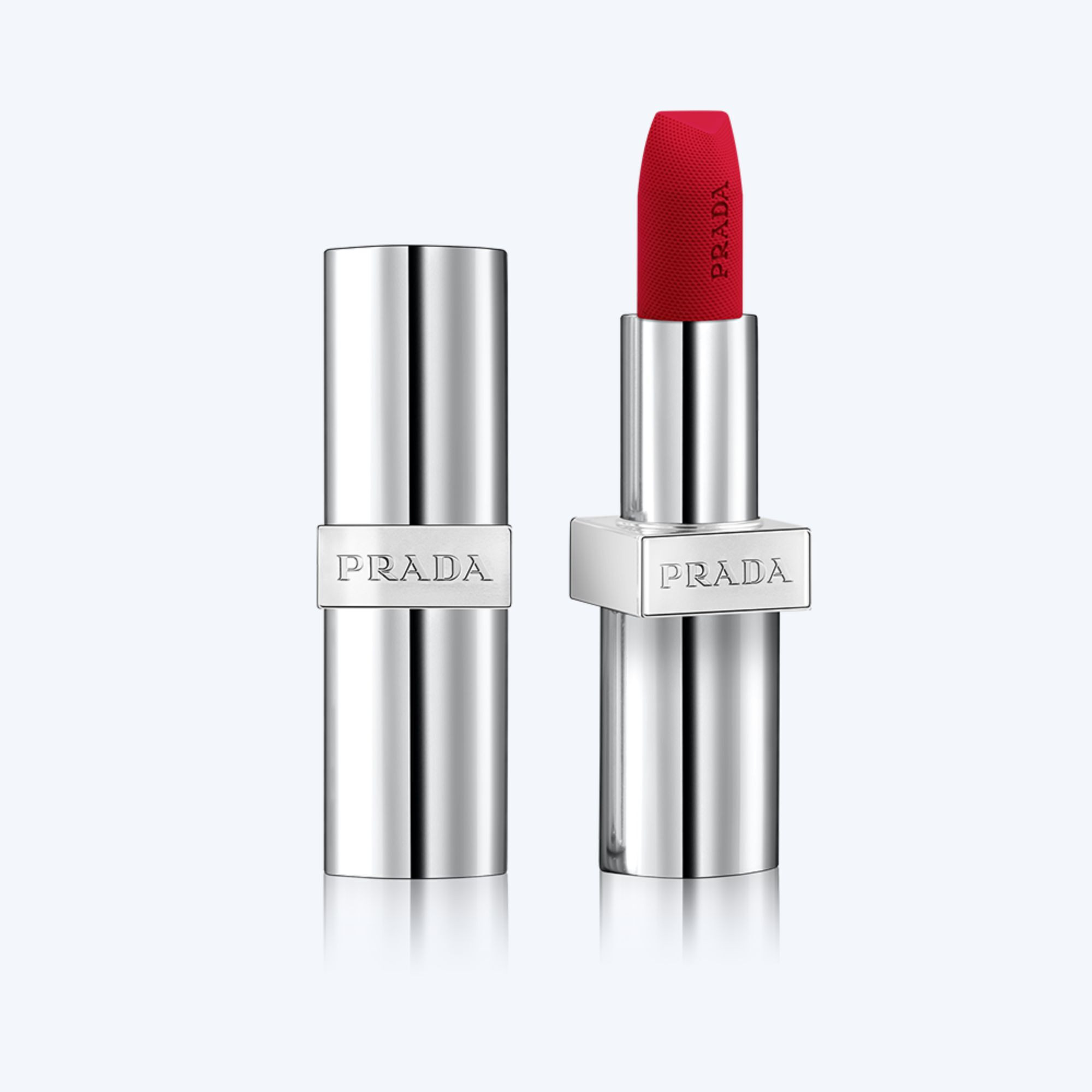 Prada Monochrome Soft Matte Refillable Lipstick | R129 Lacca | Soft Matte Red Lipstick | Prada Beauty