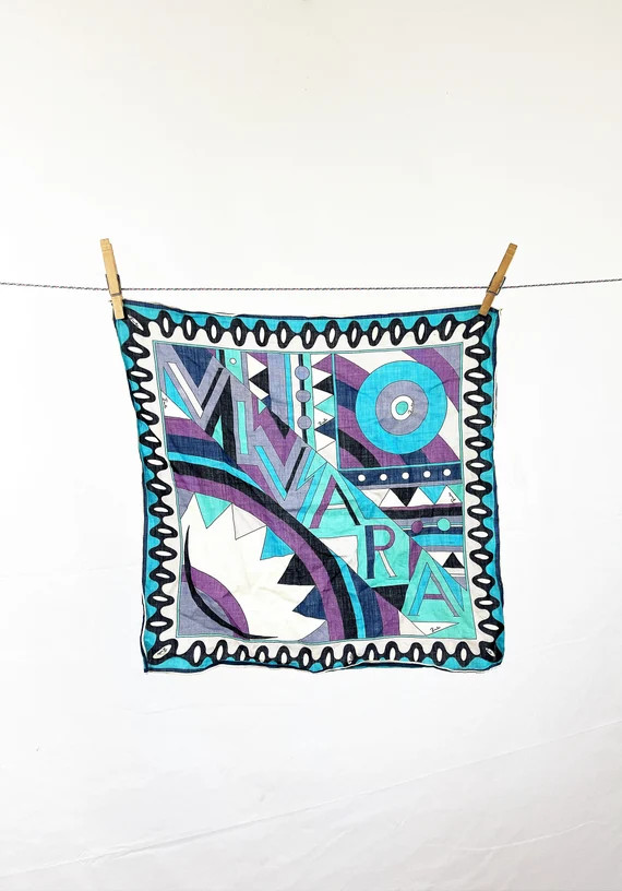 Vintage 60s/70s Emilio Pucci Vivara Blue Mod Geometric Cotton - Etsy | Etsy (US)