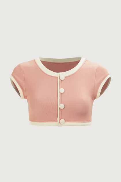 The Grace Top (Ribbed Blush/Cream) | SAME