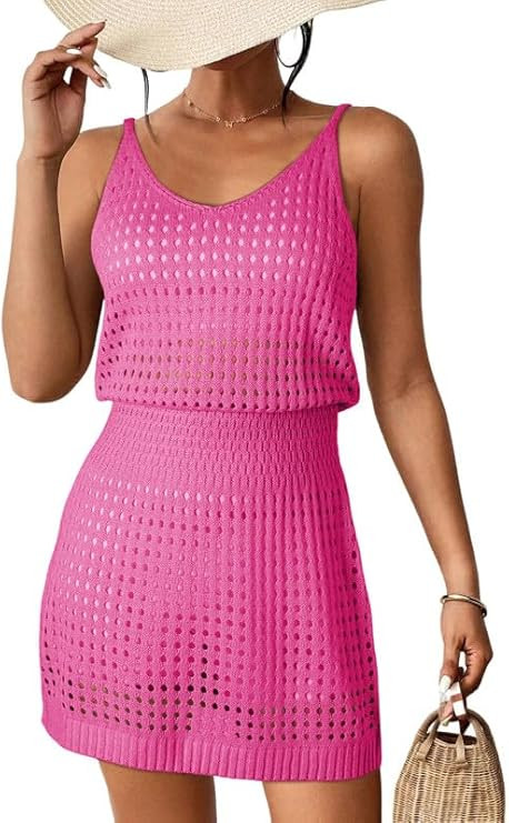 Dokotoo Summer Crochet Hollow Out Knit Beach Bathing suit Swim Cover Ups Cruise Outfits Vacation ... | Amazon (US)