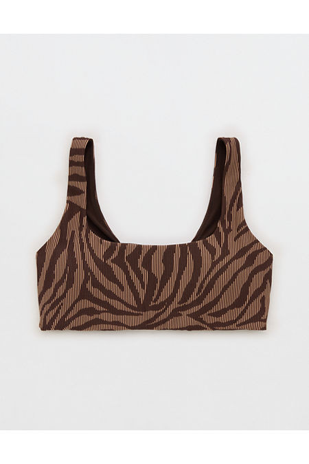 OFFLINE By Aerie Stripe Rib Classic Sports Bra Women's Deep Earth XXS | American Eagle Outfitters (US & CA)