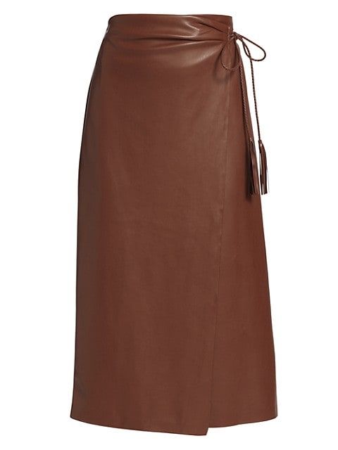 Mother It's-A-Wrap Faux Leather Midi-Skirt | Saks Fifth Avenue