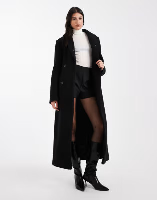 ASOS DESIGN Tall sculpted boucle high neck formal coat in black | ASOS (Global)