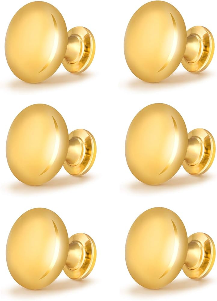 NIZADO 6 Pack Polished Gold Cabinet Knob Solid Kitchen Drawer Hardware,Antique Gold Drawer Dresse... | Amazon (US)