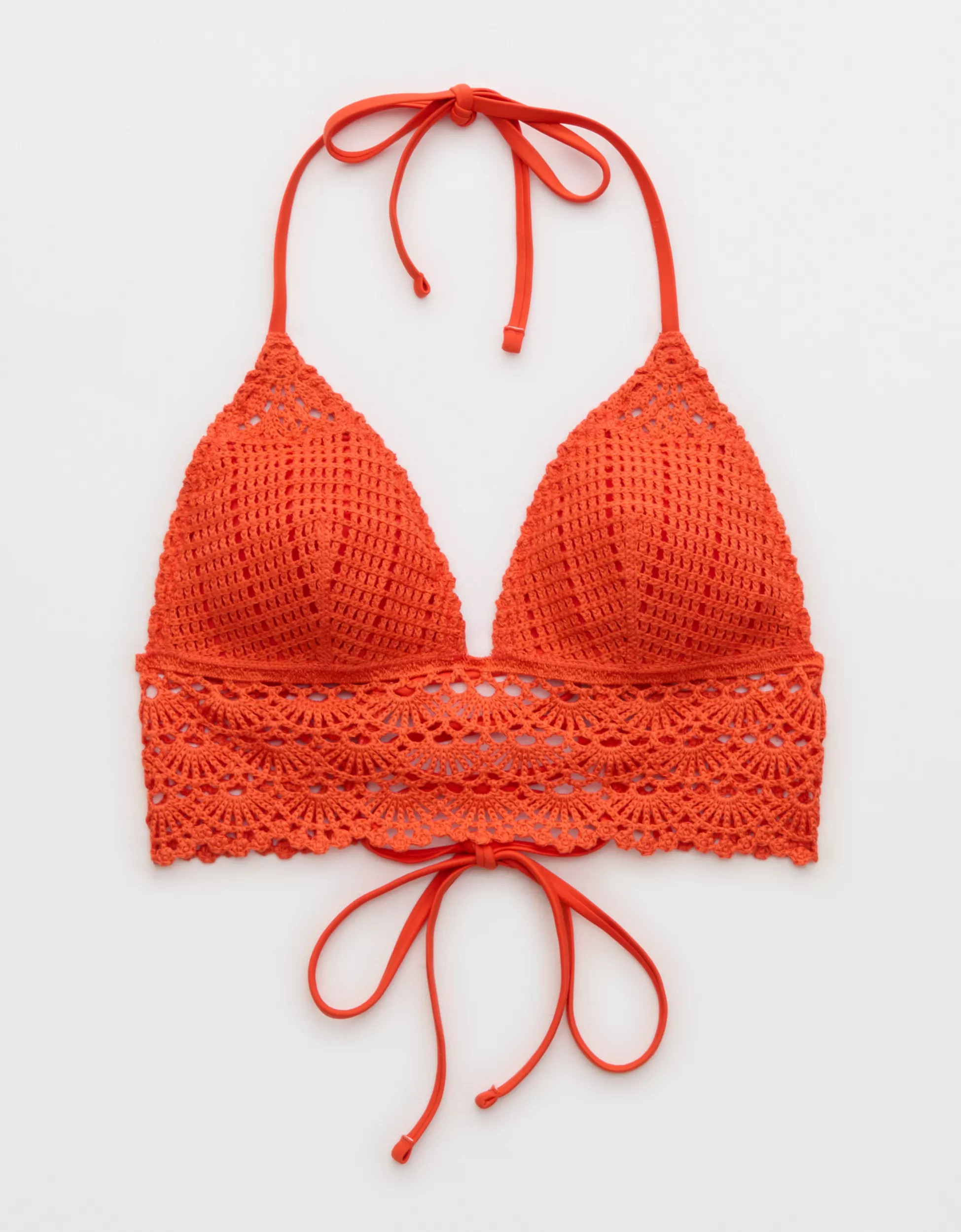 Aerie Longline Crochet Triangle Bikini Top | Aerie